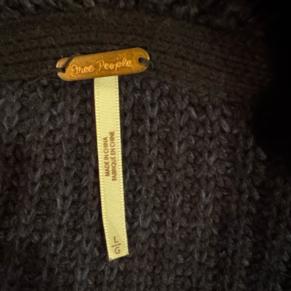 Free People Dark Charcoal Open Front Ribbed Cardigan - Picture 6 of 7